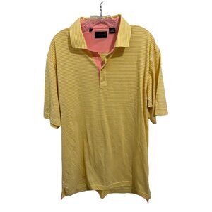 Bobby Jones Polo Yellow stripe Golf Shirt. Size Large